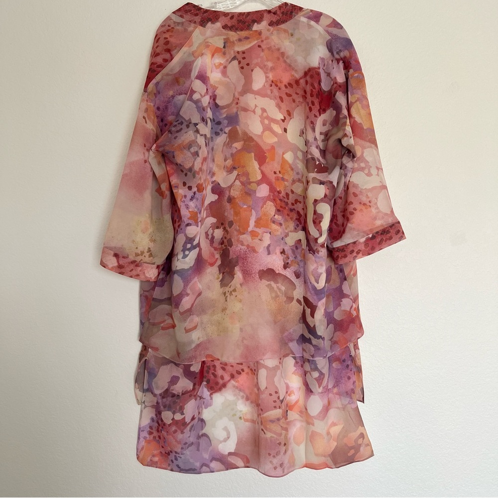 NWT Soft Surroundings Cool Cat Watercolor Kimono Size Small - Picture 8 of 12